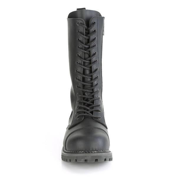 Demonia Men's Riot-14 Mid Calf Boots - Black Vegan Leather D2578-46US Clearance
